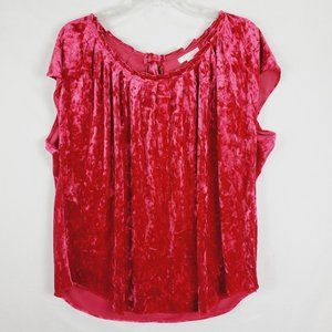 LC Lauren Conrad Crushed Velvet Top XXL Red